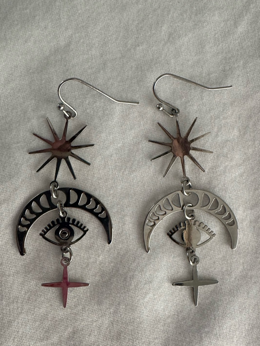 Handmade Celestial Moons and Stars Dangle Earrings